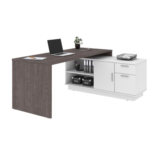 Picture of Bestar Equinox 72inW L-Shaped Corner Desk, Bark Gray/White