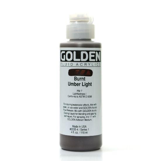 Picture of Golden Fluid Acrylic Paint, 4 Oz, Burnt Umber Light