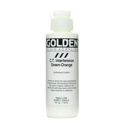 Picture of Golden Fluid Acrylic Paint, 4 Oz, Interference Green-Orange (CT)