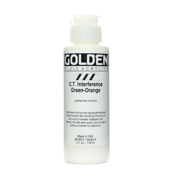 Picture of Golden Fluid Acrylic Paint, 4 Oz, Interference Green-Orange (CT)