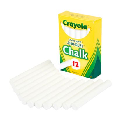 Picture of Crayola Anti-Dust Chalk, White, Box Of 12 Sticks