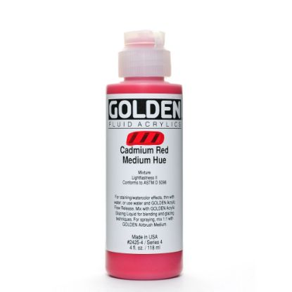 Picture of Golden Fluid Acrylic Paint, 4 Oz, Cadmium Red Medium Hue