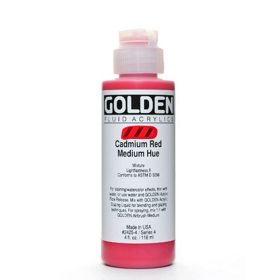 Picture of Golden Fluid Acrylic Paint, 4 Oz, Cadmium Red Medium Hue