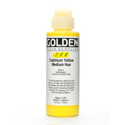 Picture of Golden Fluid Acrylic Paint, 4 Oz, Cadmium Yellow Medium Hue