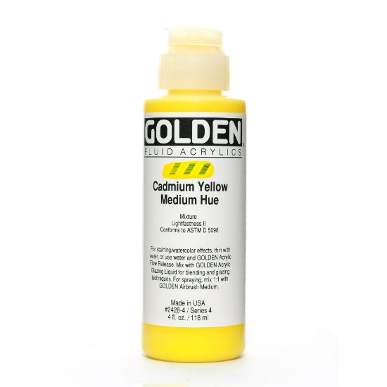 Picture of Golden Fluid Acrylic Paint, 4 Oz, Cadmium Yellow Medium Hue