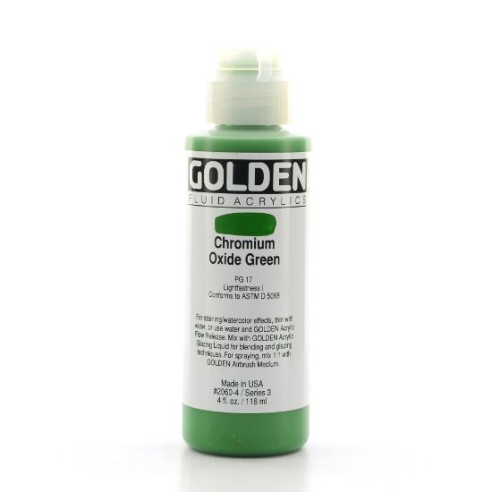 Picture of Golden Fluid Acrylic Paint, 4 Oz, Chromium Oxide Green