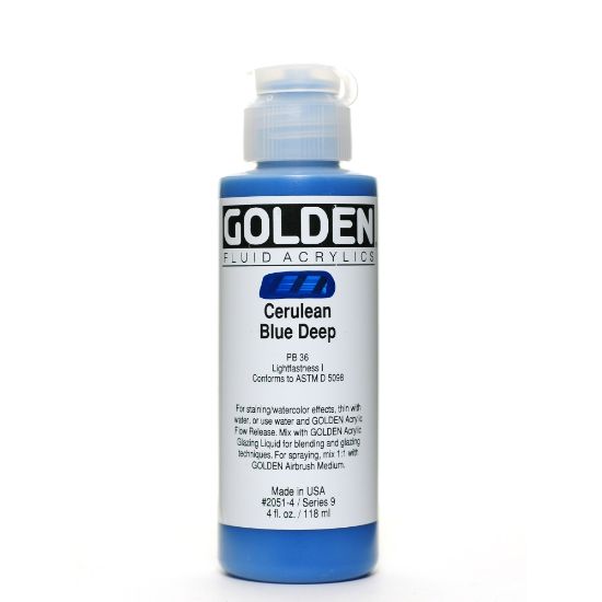 Picture of Golden Fluid Acrylic Paint, 4 Oz, Cerulean Blue Deep