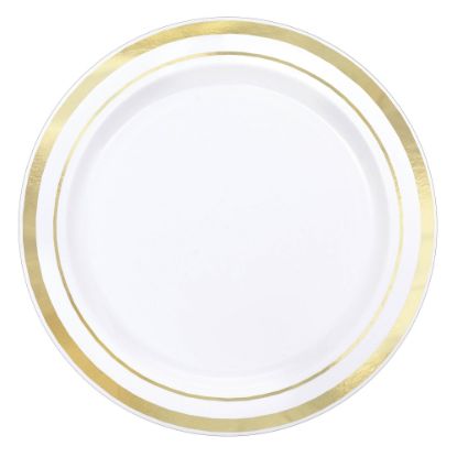 Picture of Amscan Trimmed Premium Plastic Plates, 6-1/4in, Gold, Pack Of 40 Plates