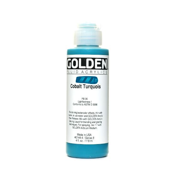 Picture of Golden Fluid Acrylic Paint, 4 Oz, Cobalt Turquoise