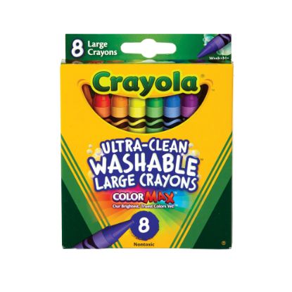 Picture of Crayola Washable Crayons, Large, Assorted Colors, Box Of 8 Crayons