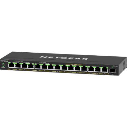 Picture of Netgear 16-Port High-Power PoE+ Gigabit Ethernet Plus Switch (231W) with 1 SFP Port - 15 Ports - Manageable - 3 Layer Supported - Modular - 1 SFP Slots - 231 W PoE Budget - Twisted Pair - PoE Ports