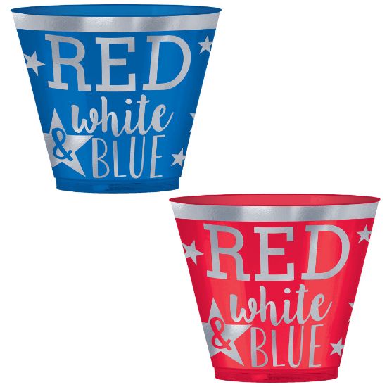 Picture of Amscan Patriotic Red White And Blue Plastic Tumblers, 9 Oz, Pack Of 30 Tumblers