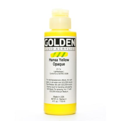 Picture of Golden Fluid Acrylic Paint, 4 Oz, Hansa Yellow Opaque