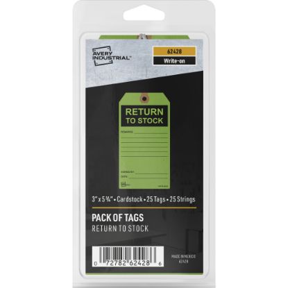 Picture of Avery RETURN TO STOCK Preprinted Inventory Tags - 5.75in Length x 3in Width - 25 / Pack - Card Stock - Green