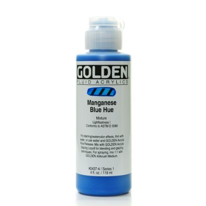 Picture of Golden Fluid Acrylic Paint, 4 Oz, Historical Manganese Blue Hue