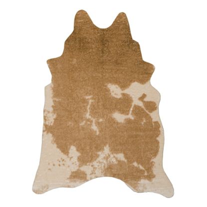 Picture of Linon Austin Faux Cowhide Area Rug, 60in x 79in, Caramel/Cream