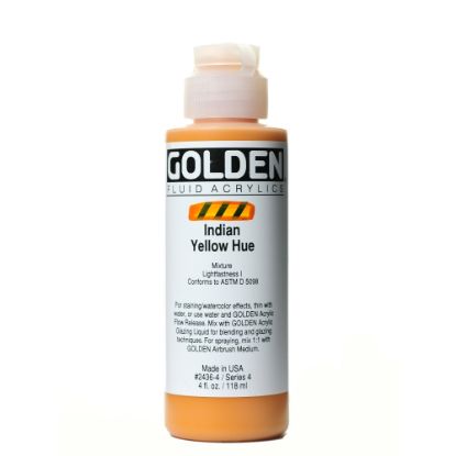 Picture of Golden Fluid Acrylic Paint, 4 Oz, Historical Indian Yellow Hue