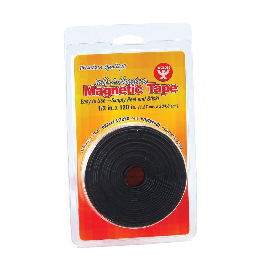 Picture of Hygloss Magnetic Tape Strips, 0.5in x 3.33 Yd., Black, Pack Of 6