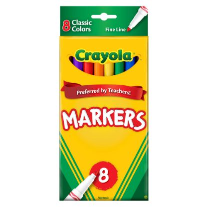 Picture of Crayola Fine Line Markers, Assorted Classic Colors, Box Of 8