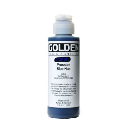 Picture of Golden Fluid Acrylic Paint, 4 Oz, Historical Prussian Blue Hue