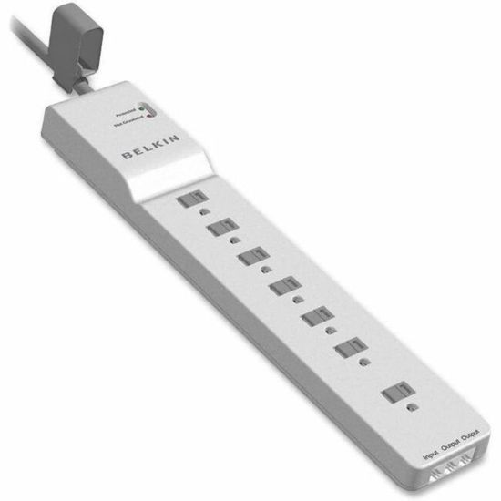 Picture of Belkin Home/Office Series Surge Protector, 7 Outlets, Phone Line Protection, 12ft Cord, 2160 Joules, White