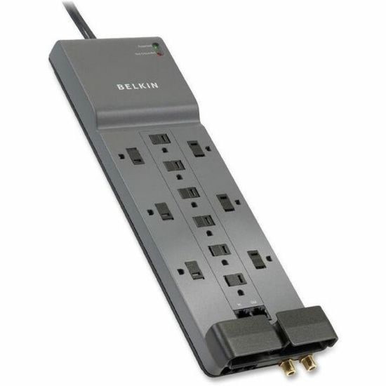 Picture of Belkin Home/Office Series Surge Protector, 12 Outlets, 10ft Cord, 3996 Joules, Phone/Ethernet/Coaxial Protection