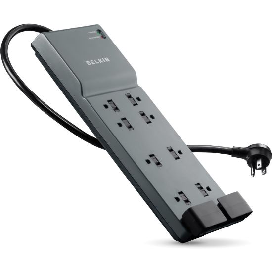 Picture of Belkin Home/Office Series Surge Protector, 8 Outlets, Phone Line Protection, 6ft Cord, 3390 Joules, Black