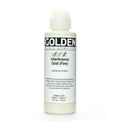 Picture of Golden Fluid Acrylic Paint, 4 Oz, Interference Gold Fine