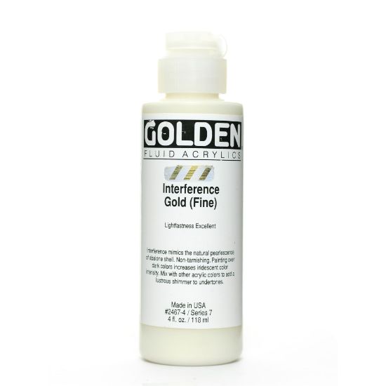 Picture of Golden Fluid Acrylic Paint, 4 Oz, Interference Gold Fine