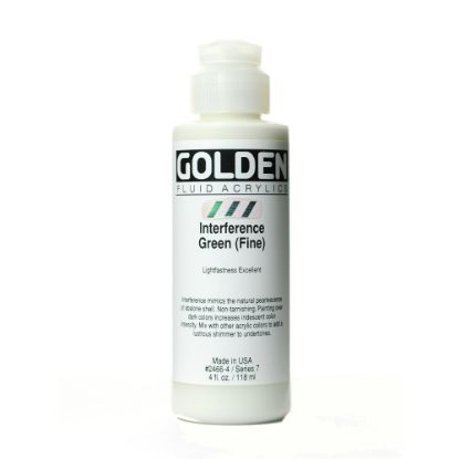 Picture of Golden Fluid Acrylic Paint, 4 Oz, Interference Green Fine