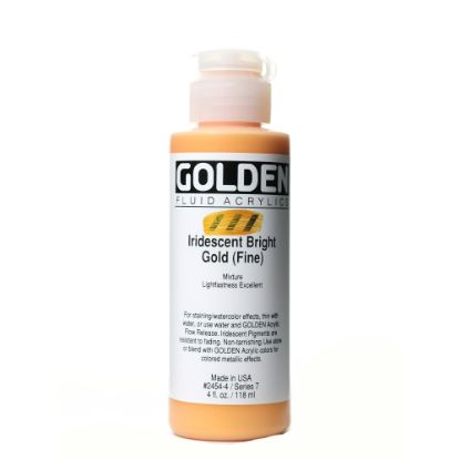 Picture of Golden Fluid Acrylic Paint, 4 Oz, Iridescent Bright Gold Fine