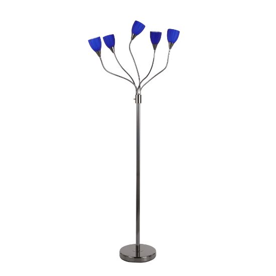 Picture of LumiSource Medusa Contemporary Floor Lamp, 71-3/4inH, Blue Shade/Black Base