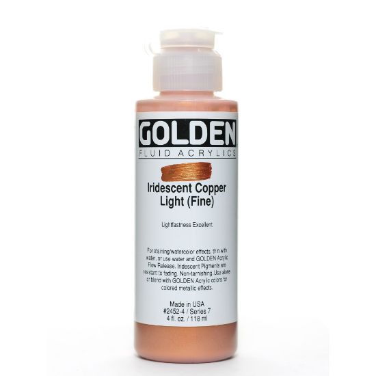 Picture of Golden Fluid Acrylic Paint, 4 Oz, Iridescent Copper Light Fine