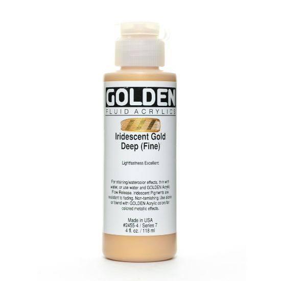 Picture of Golden Fluid Acrylic Paint, 4 Oz, Iridescent Gold Deep Fine