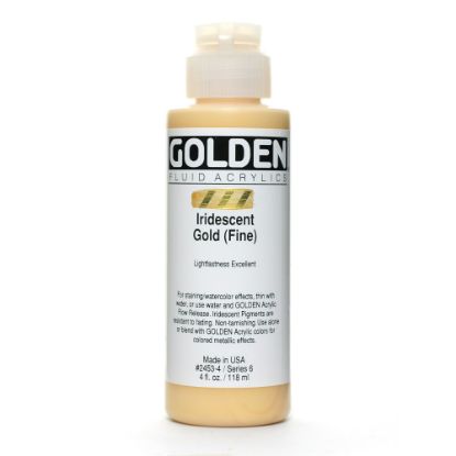 Picture of Golden Fluid Acrylic Paint, 4 Oz, Iridescent Gold Fine