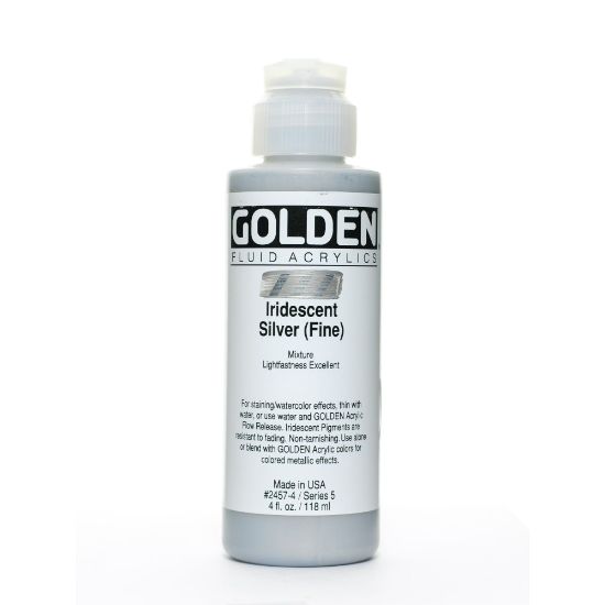 Picture of Golden Fluid Acrylic Paint, 4 Oz, Iridescent Silver Fine