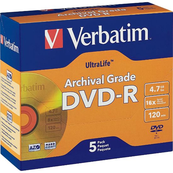 Picture of Verbatim UltraLife Archival Grade Gold DVD-R, Pack Of 5