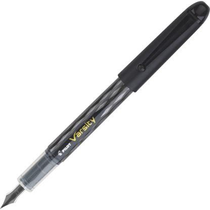 Picture of Pilot Varsity Disposable Fountain Pen, Medium Point, Black Barrel, Black Ink