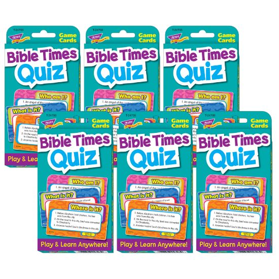 Picture of TREND Bible Times Quiz Challenge Cards, Assorted Colors, Grade 1 - 6, Pack Of 6 Sets