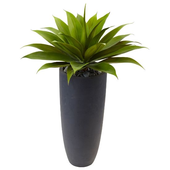 Picture of Nearly Natural 38inH Plastic Agave Plant With Cylinder Planter, Green/Gray