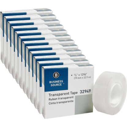 Picture of Business Source All-purpose Transparent Tape - 36 yd Length x 0.75in Width - 1in Core - 12 / Pack - Clear