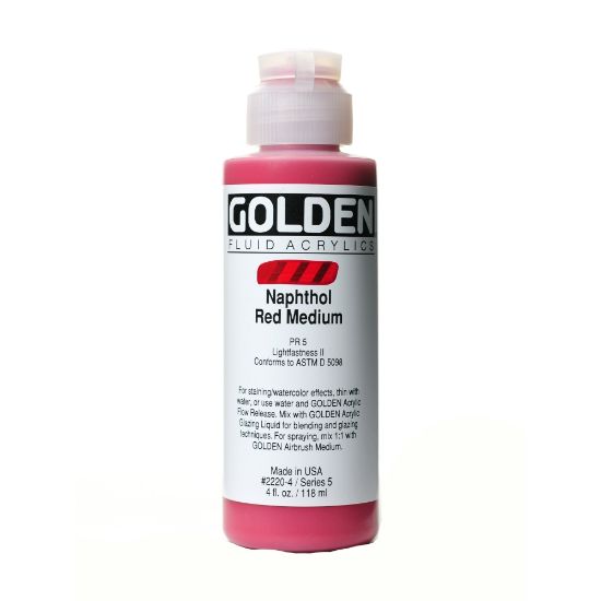 Picture of Golden Fluid Acrylic Paint, 4 Oz, Naphthol Red Medium