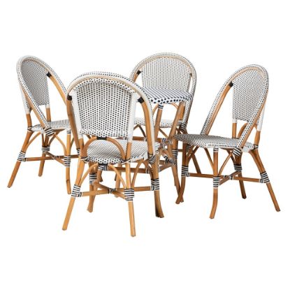 Picture of Baxton Studio Genica Rattan 5-Piece Indoor And Outdoor Bistro Set, Black/White/Brown