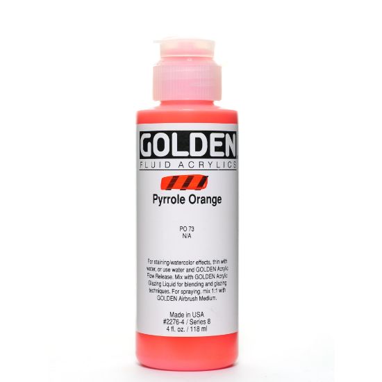 Picture of Golden Fluid Acrylic Paint, 4 Oz, Pyrrole Orange