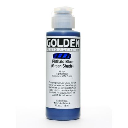 Picture of Golden Fluid Acrylic Paint, 4 Oz, Phthalo Blue/Green Shade