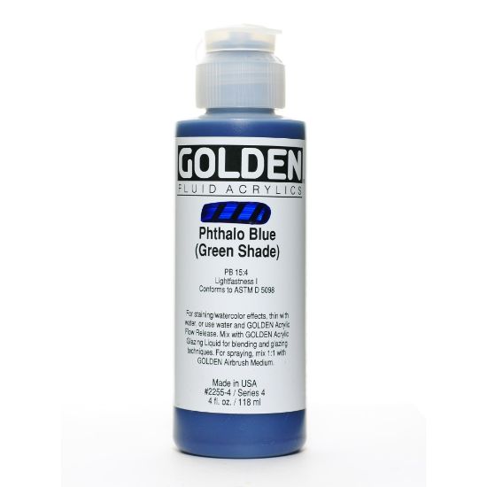 Picture of Golden Fluid Acrylic Paint, 4 Oz, Phthalo Blue/Green Shade