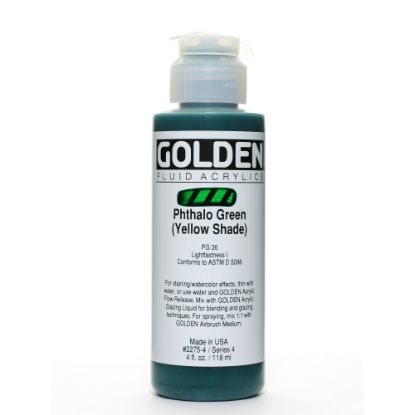 Picture of Golden Fluid Acrylic Paint, 4 Oz, Phthalo Green/Yellow Shade