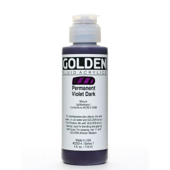 Picture of Golden Fluid Acrylic Paint, 4 Oz, Permanent Violet Dark