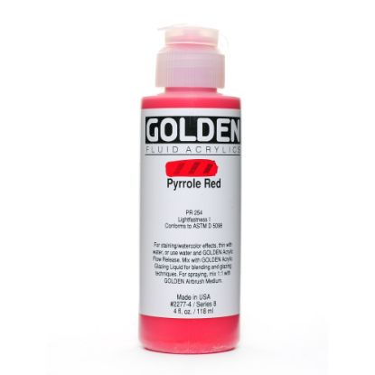 Picture of Golden Fluid Acrylic Paint, 4 Oz, Pyrrole Red