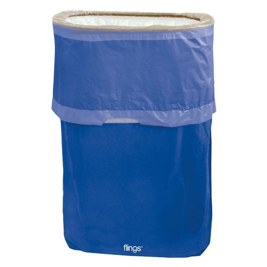 Picture of Amscan Pop-Up Plastic Trash Fling Bins, 13 Gallons, Bright Royal Blue, Pack Of 3 Bins